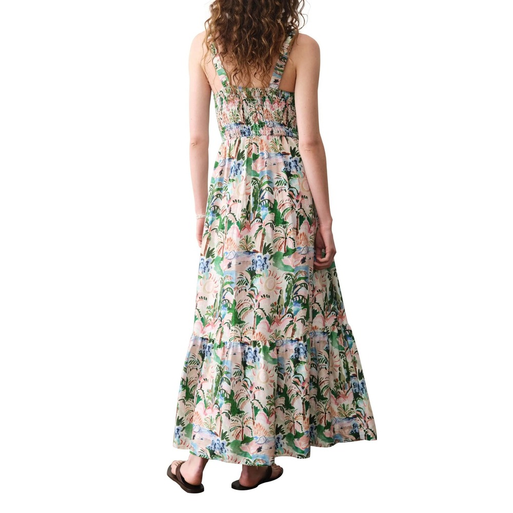 NEW Marine Layer Selene Maxi Dress 2026 Linen Blend Med Watercolor Palm Vacation - Picture 2 of 14